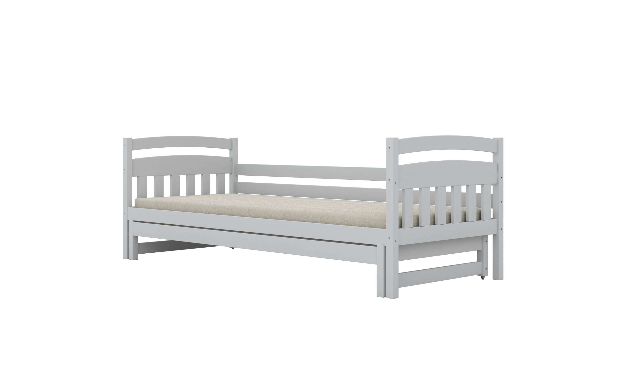 Bed Tosia white with safety rail with drawers with a latex mattress 200x90