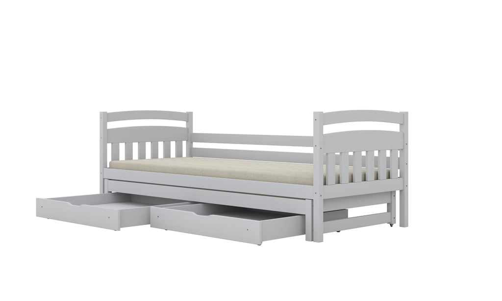 Bed Tosia white with safety rail with drawers with a foam mattress 200x90