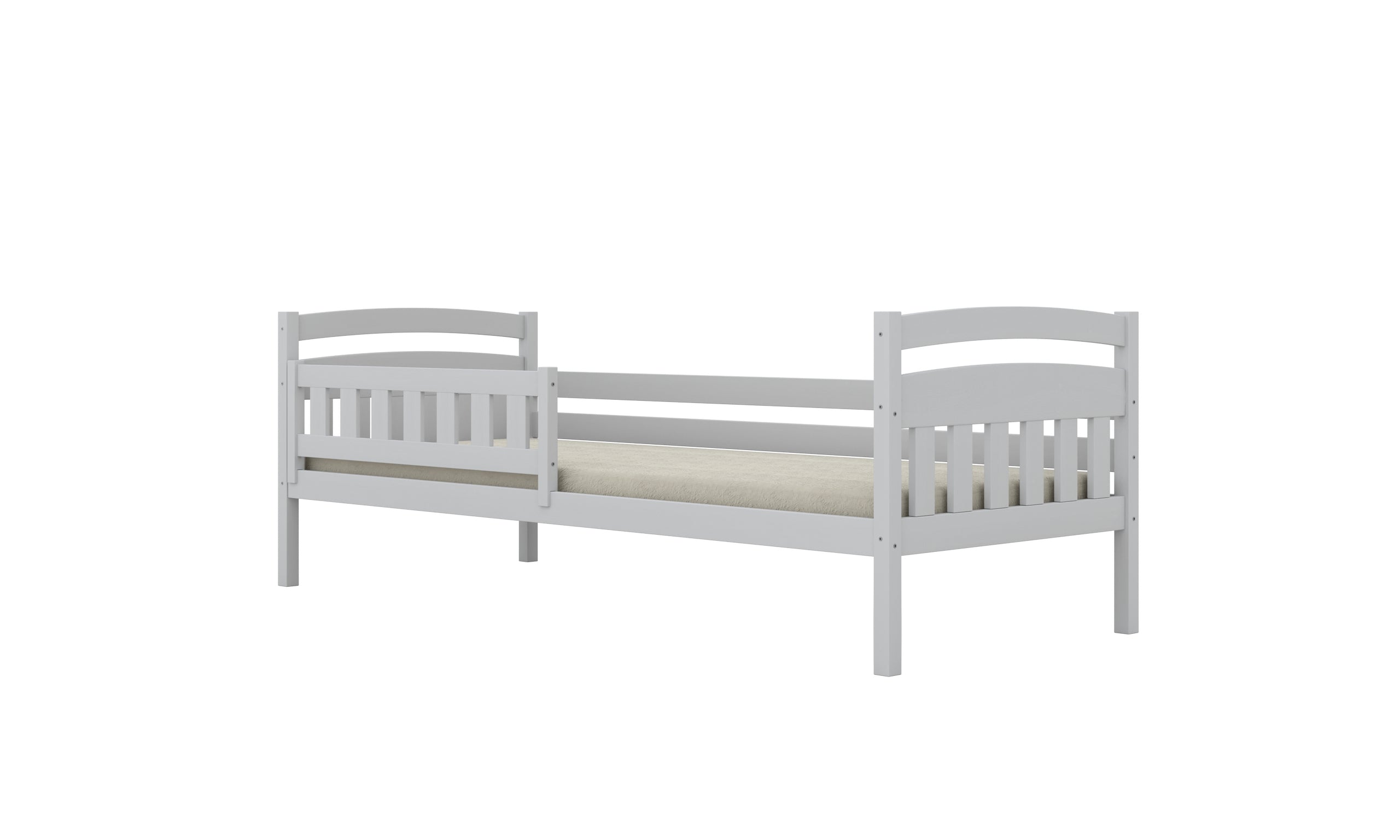 Bed Tosia white with safety rail with drawers with a latex mattress 200x90
