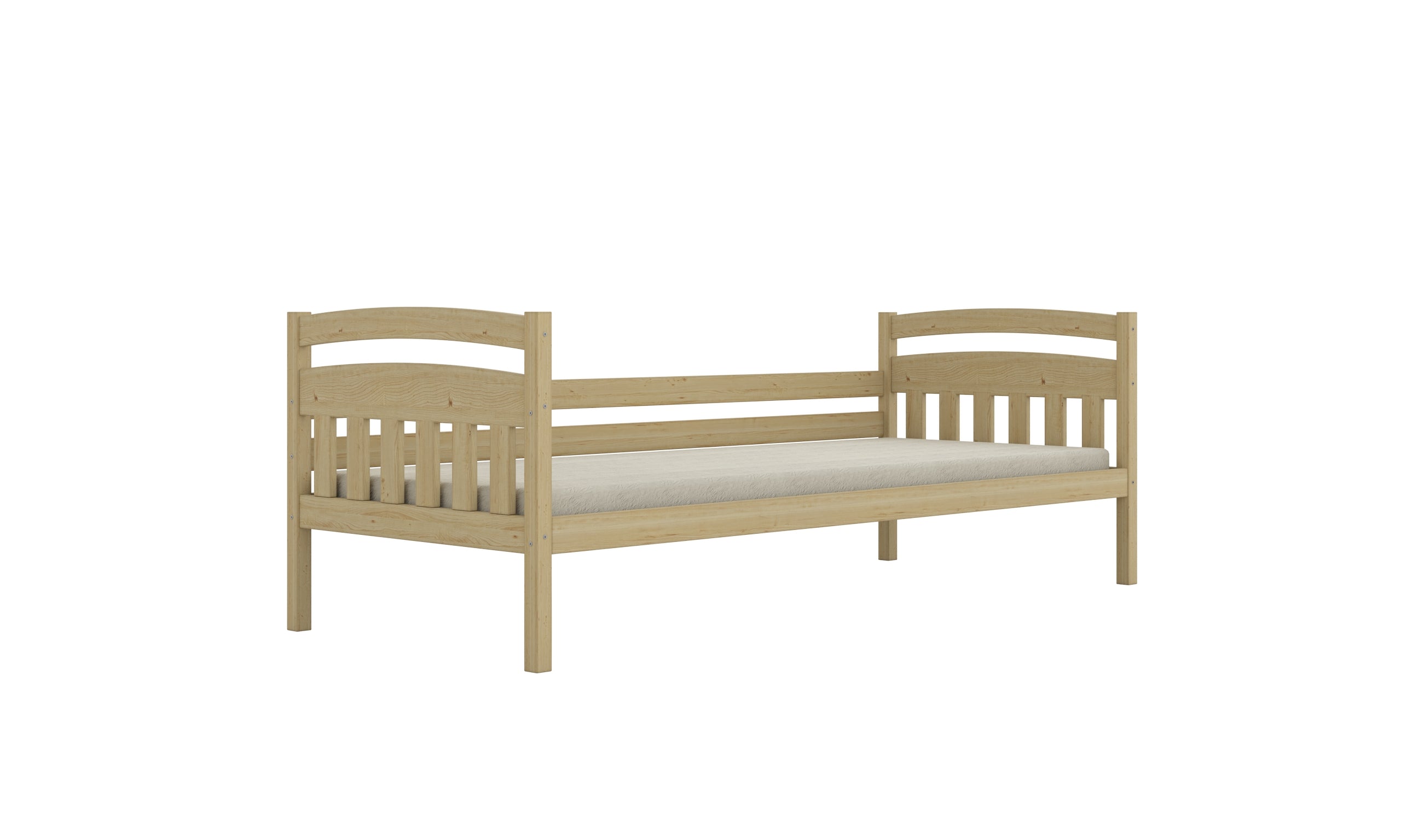 Bed Tosia natural painted with safety rail with drawers with a foam mattress 200x80