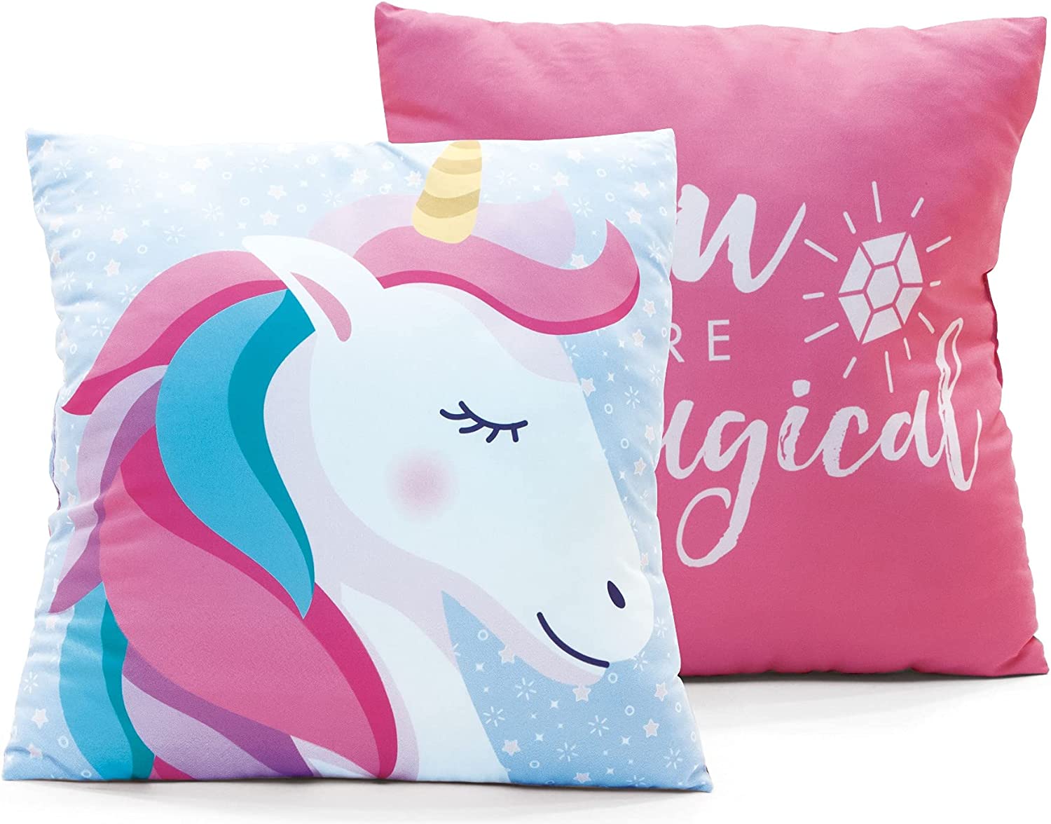 UNI50780 CUSCINO UNICORNO BAMBINA 40X40 CM IN MICROFIBRA DI OTTIMA QUALITA'