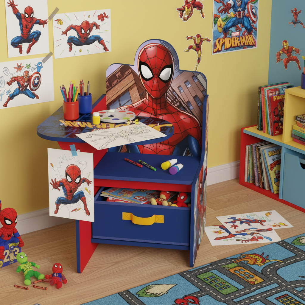 Angolo creativo con disegni supereroi