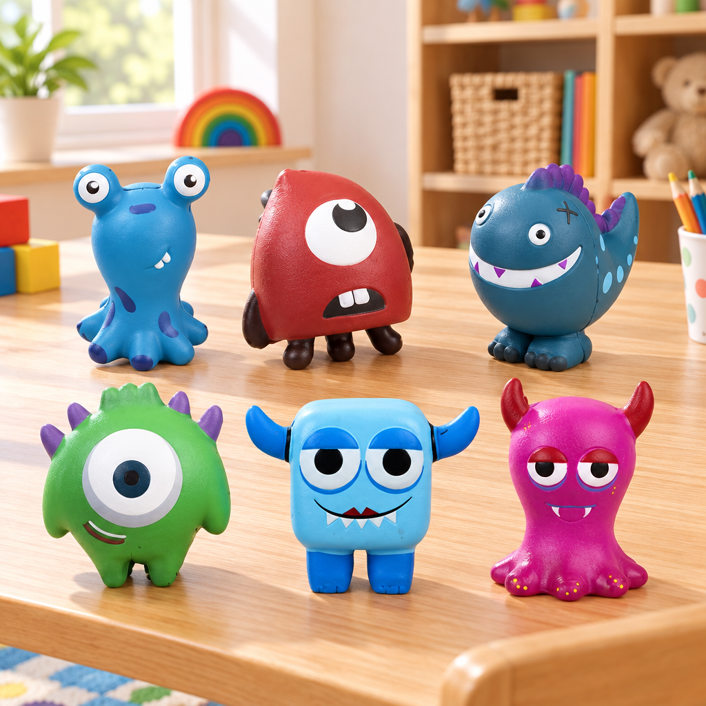 Assortimento Squishy Mostri sul tavolo
