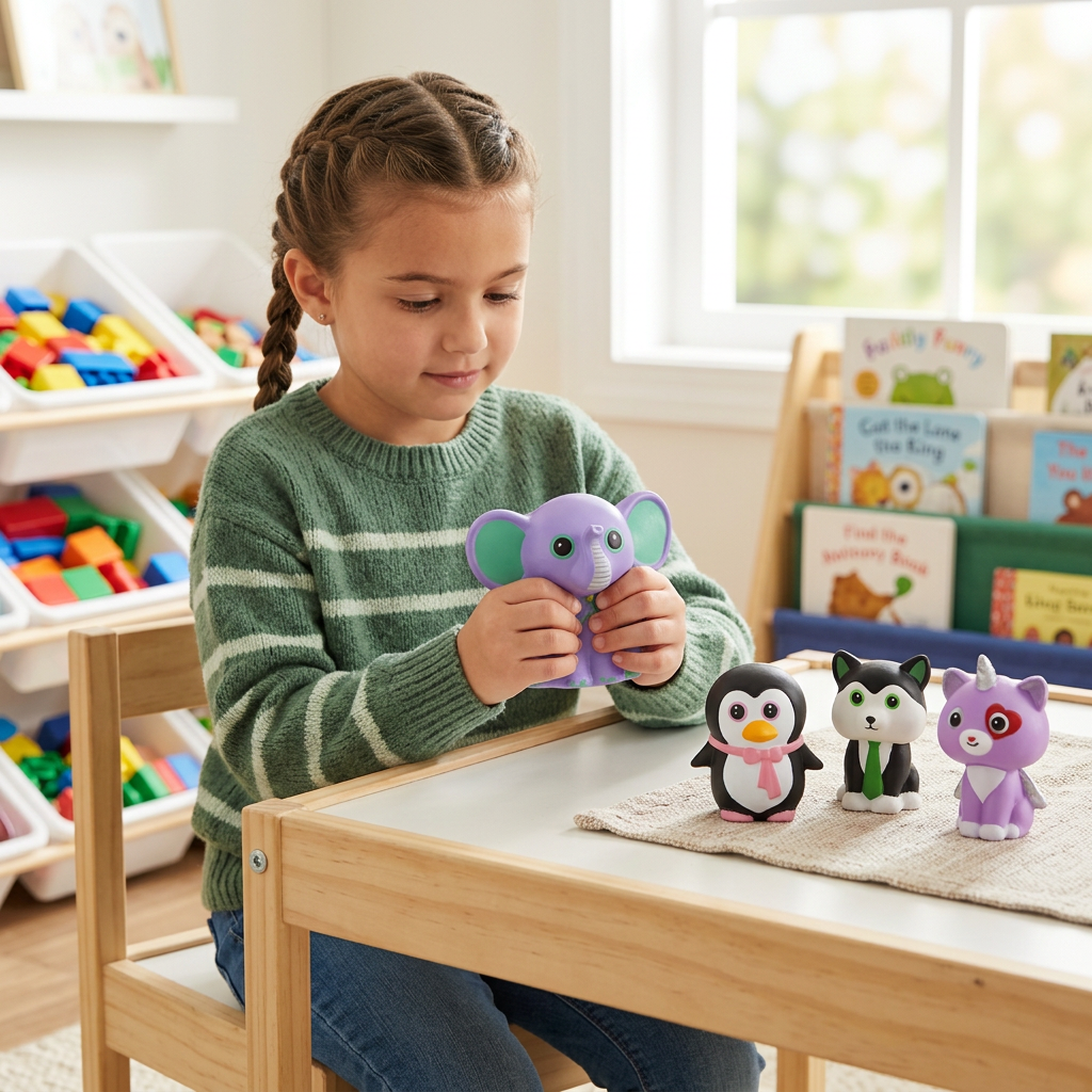 Bambina con l’elefantino viola