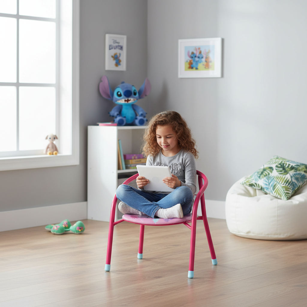 Bambina in stanza moderna