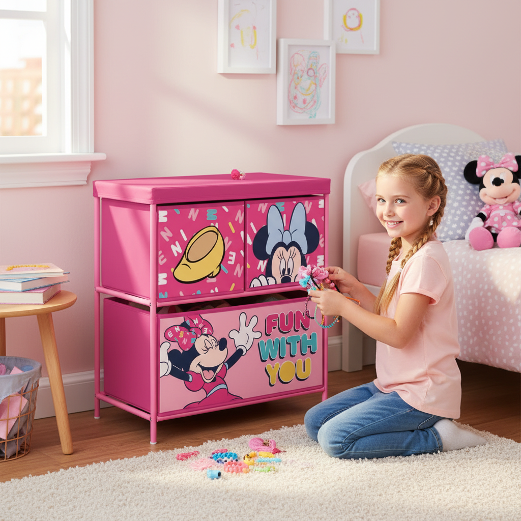 Bambina organizza accessori nel mobile