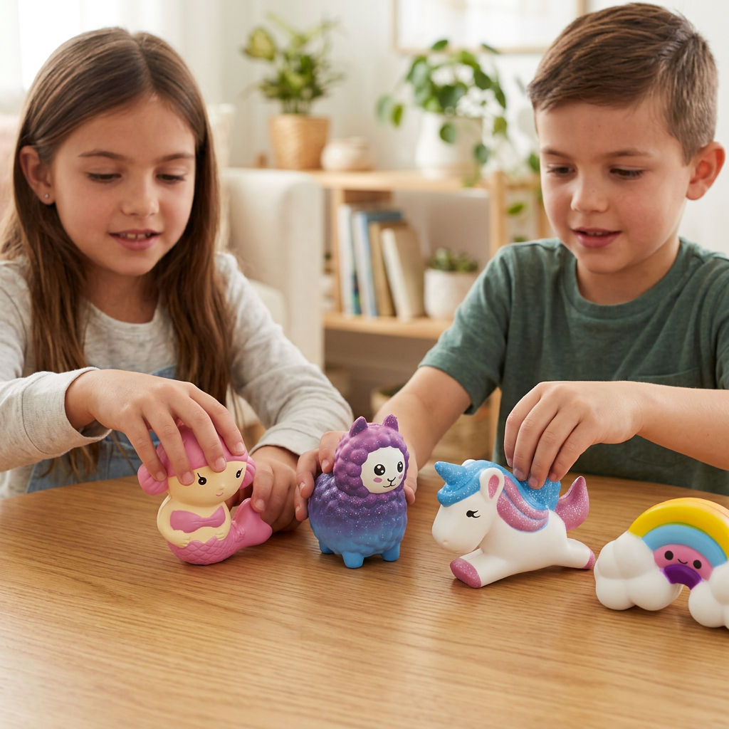 Bambini che giocano con gli squishy Fantasy