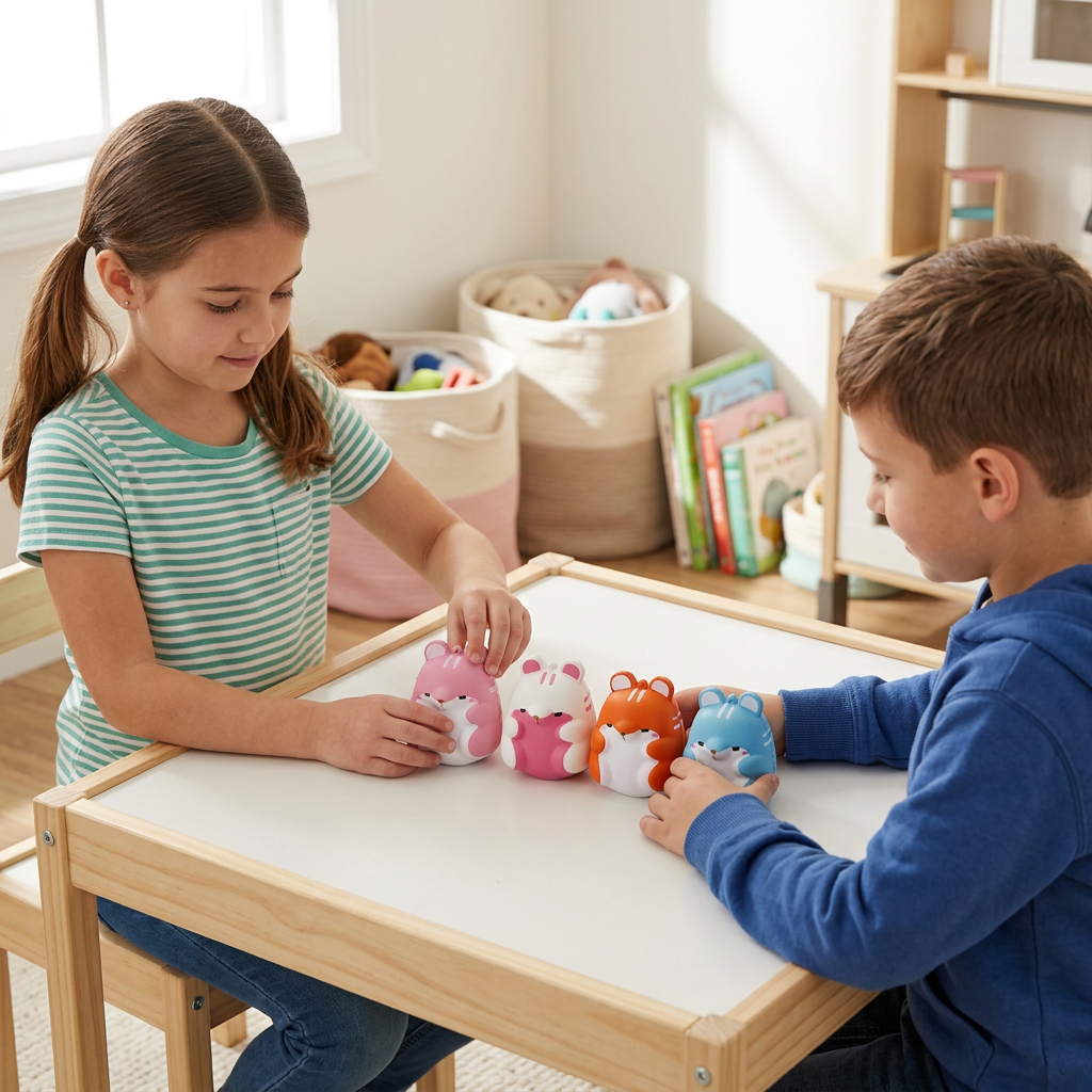 Bambini che giocano con i criceti