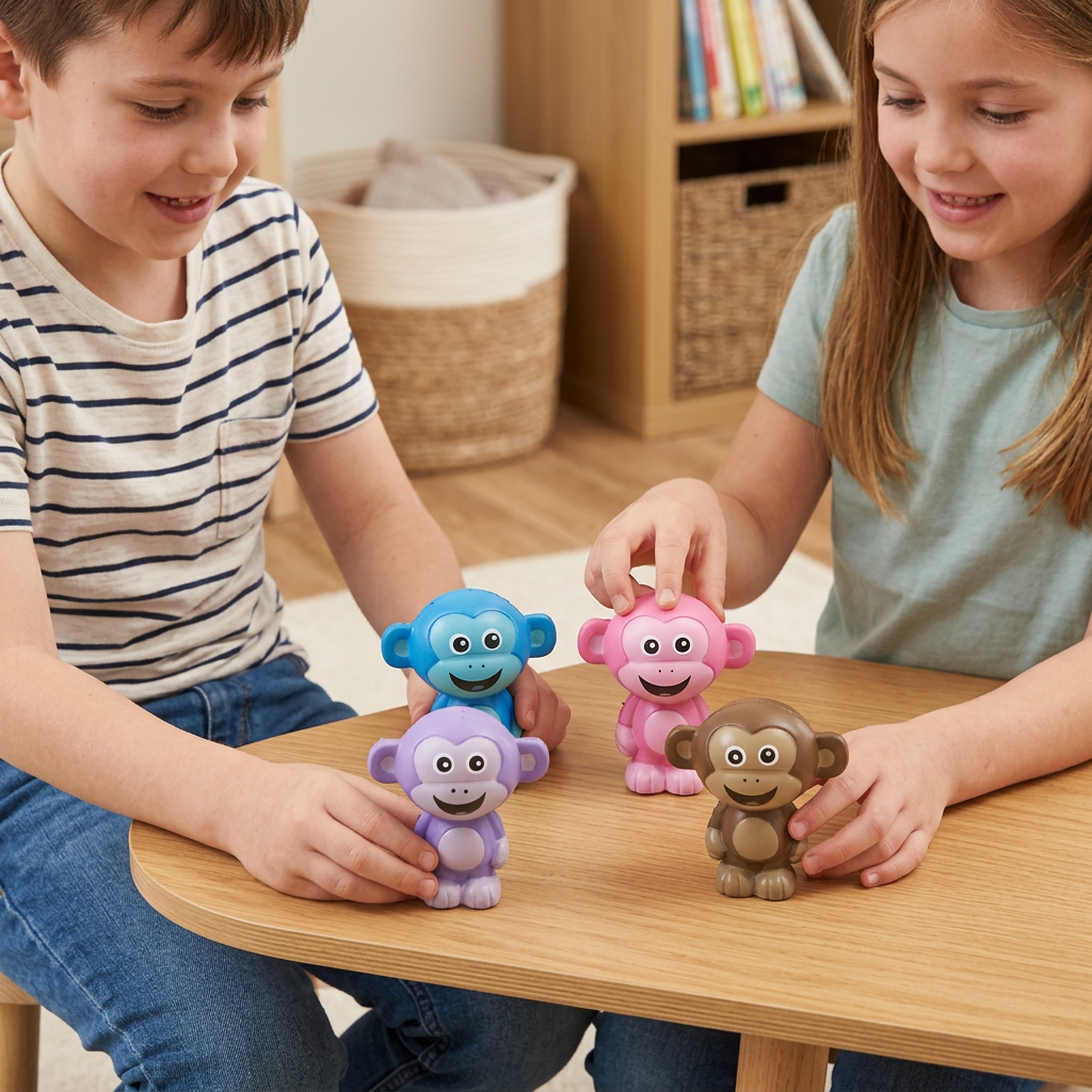 Bambini che giocano con le scimmiette