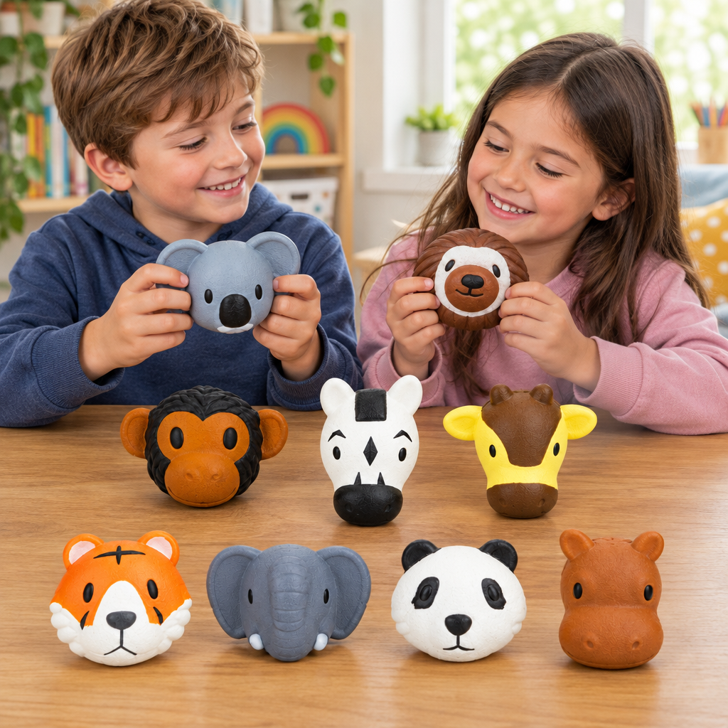 Bambini che giocano insieme con gli squishy