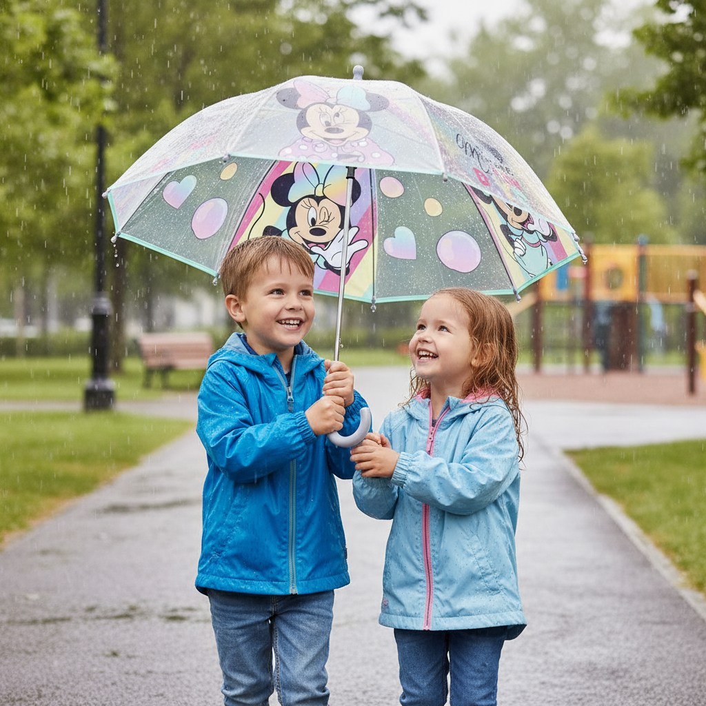 Bambini con ombrello Minnie