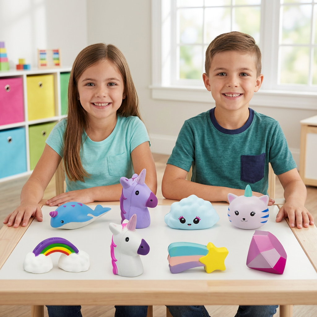 Bambini con tutti gli 8 squishy Fantasy