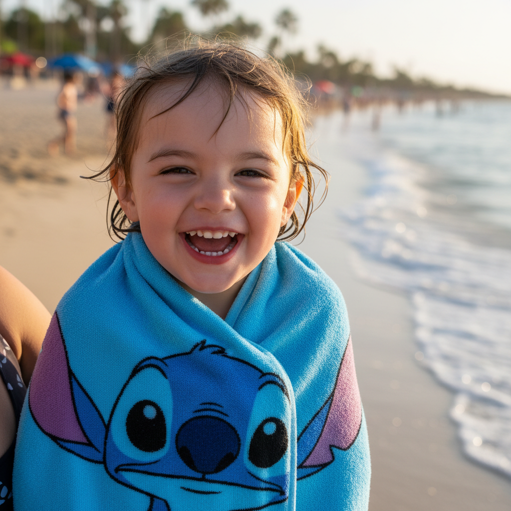 Bambino avvolto nel telo Stitch