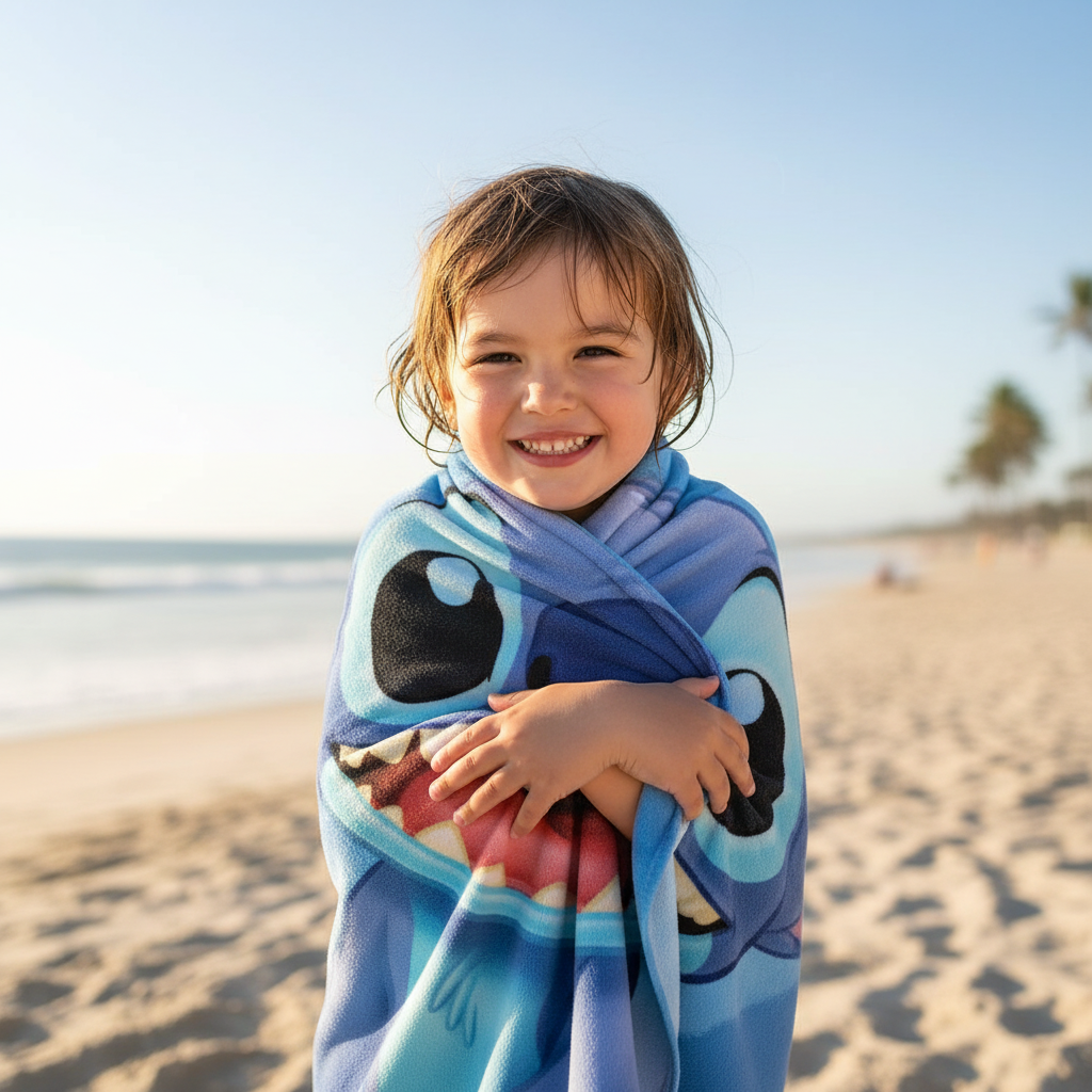 Bambino avvolto nel telo Stitch
