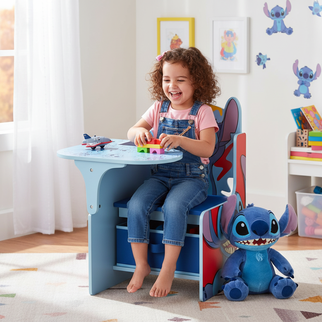 Bambino che gioca con sedia Lilo & Stitch