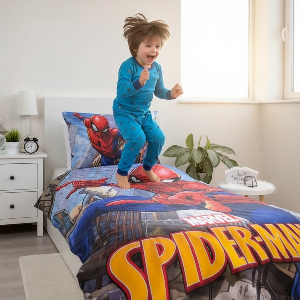 Bambino che salta sul letto