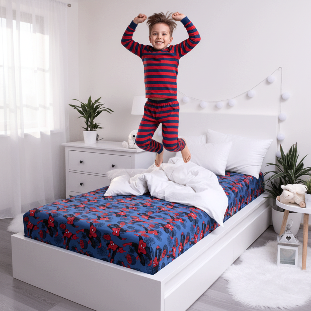 Bambino che salta sul letto