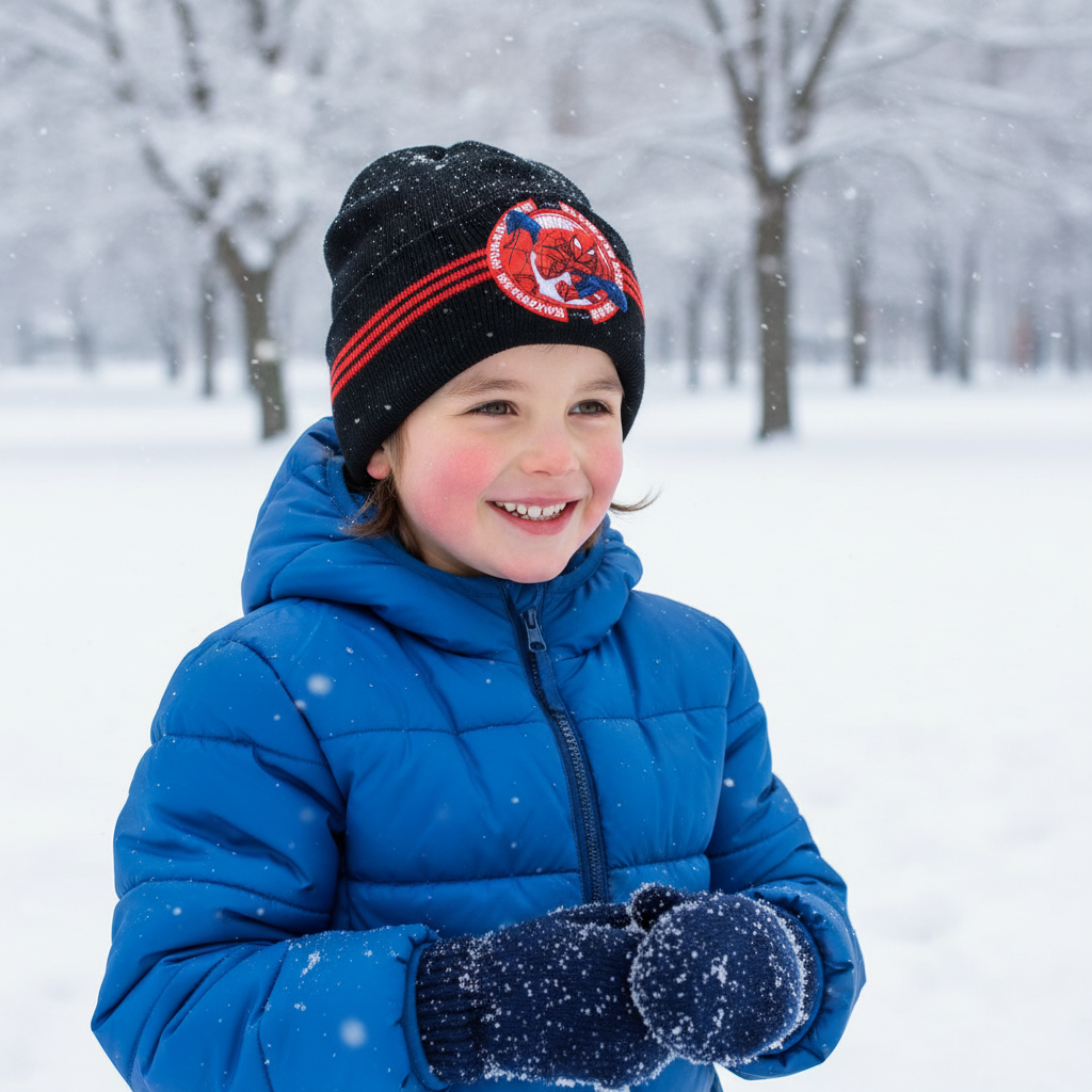 Bambino con berretto Spiderman nero