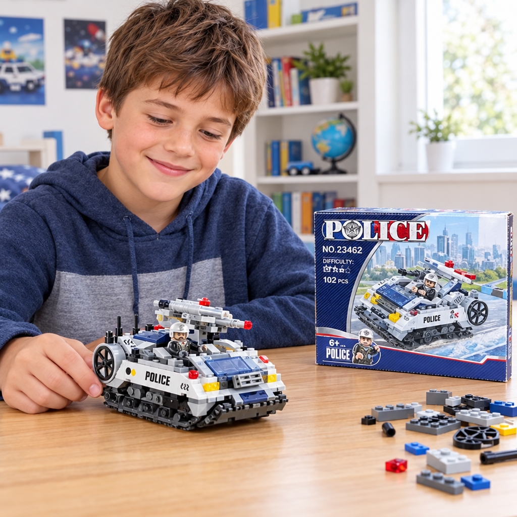 Bambino con il modello assemblato
