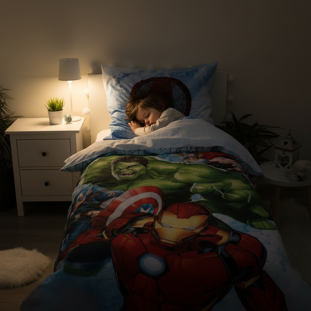 Bambino dorme con set Avengers