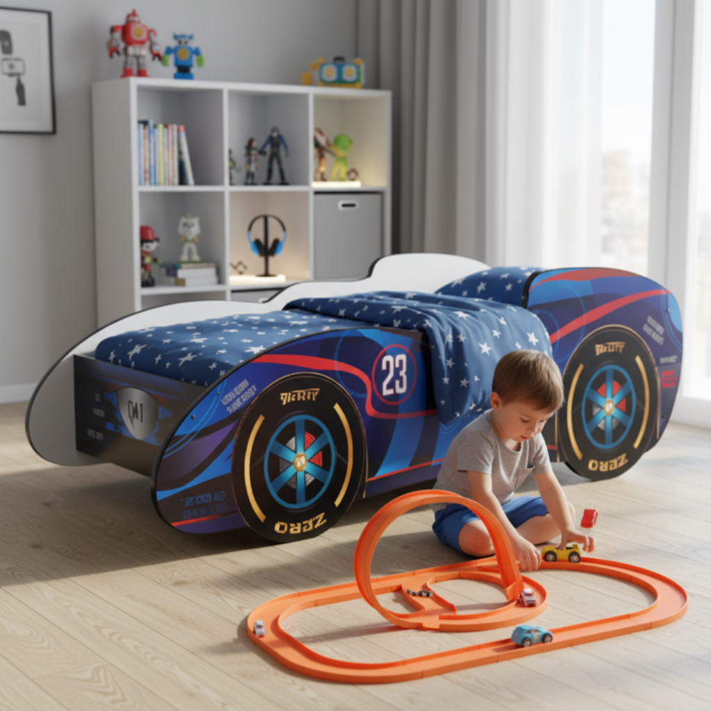 Bambino gioca con pista