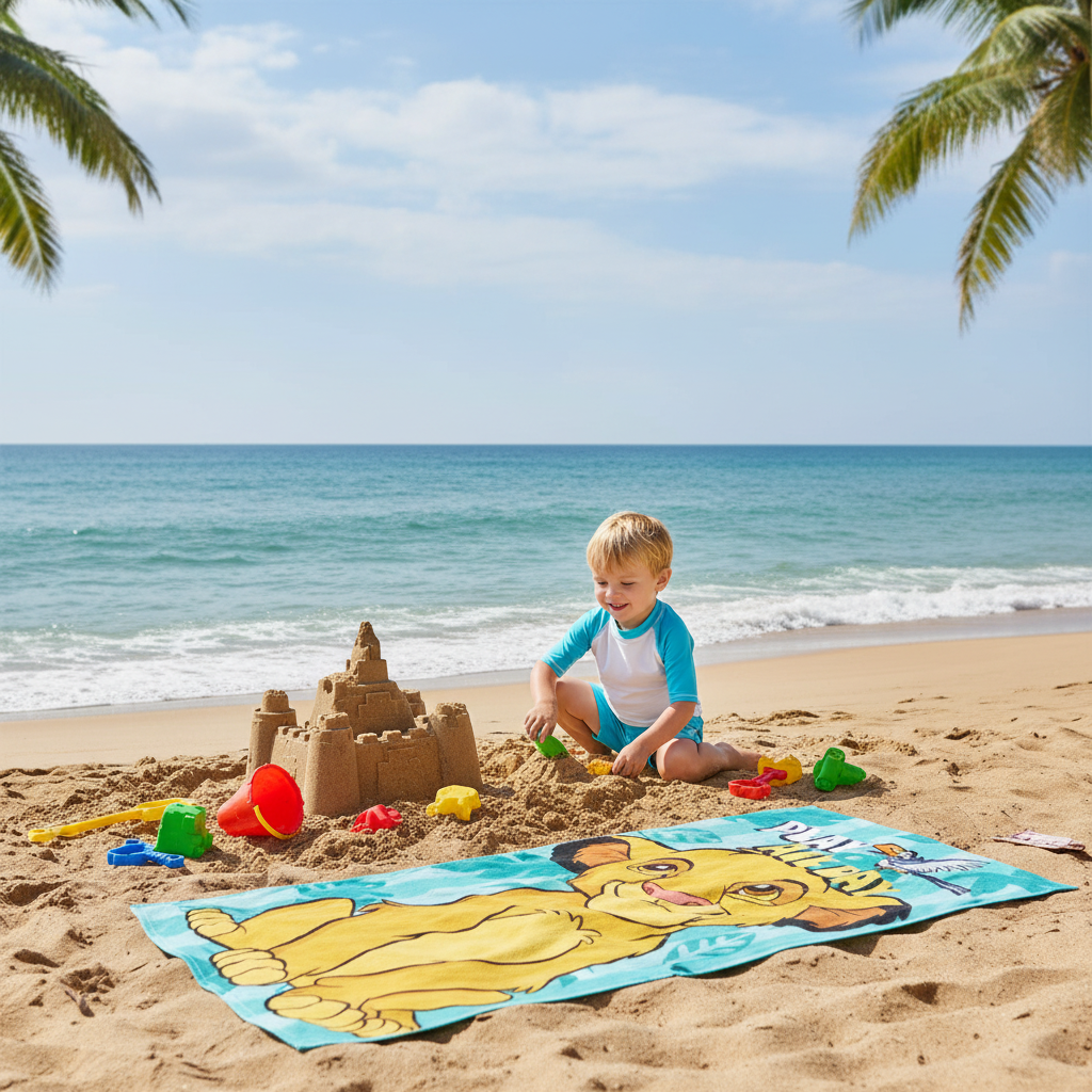 Bambino gioca in spiaggia