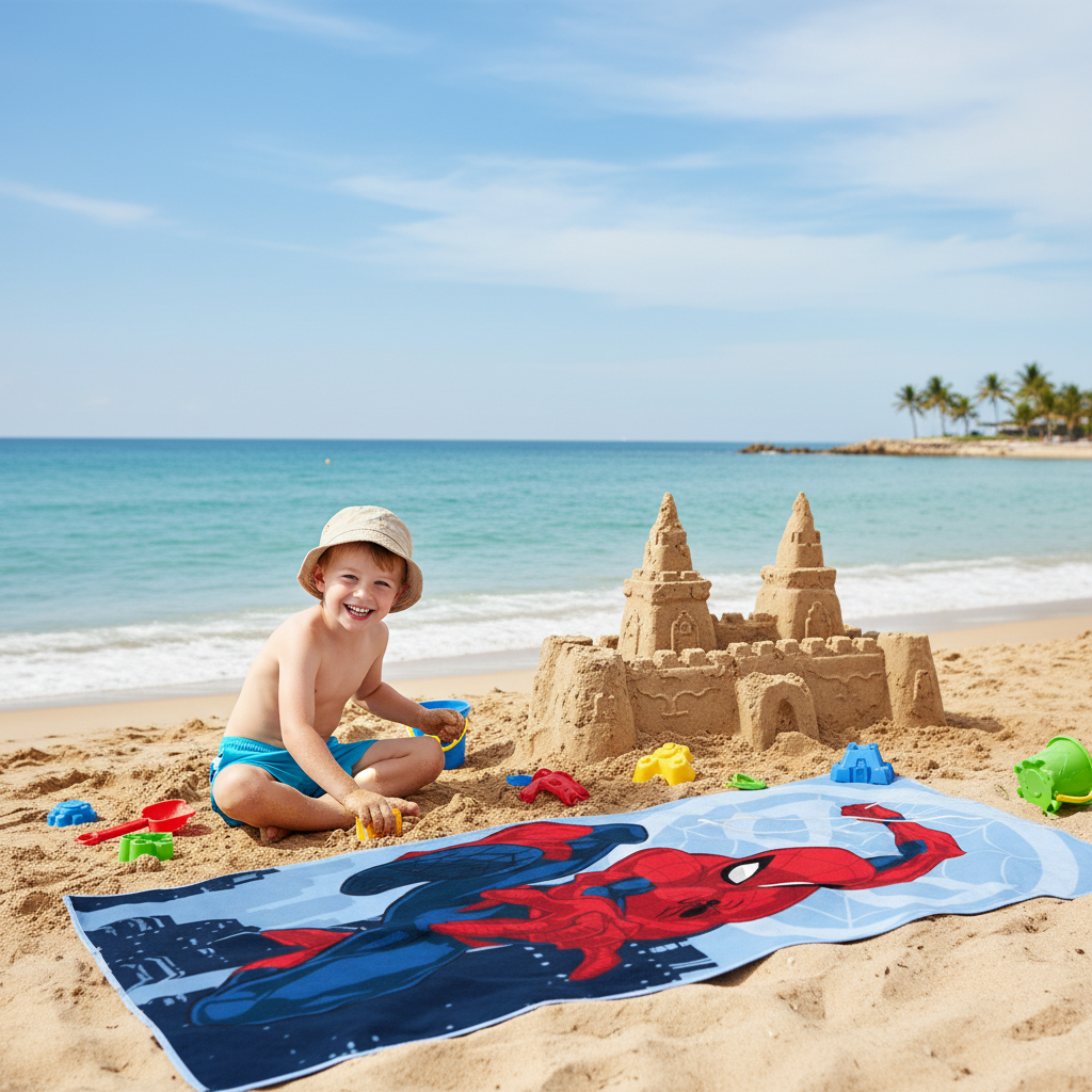Bambino gioca in spiaggia