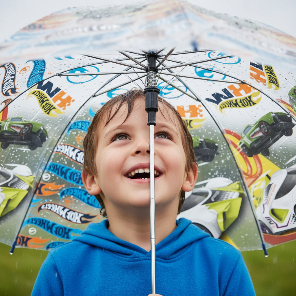 Bambino guarda la pioggia