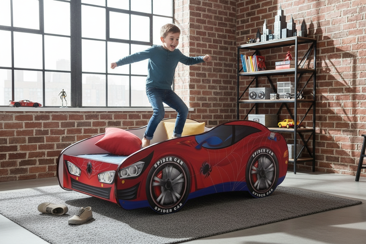 Bambino in cameretta stile industriale loft