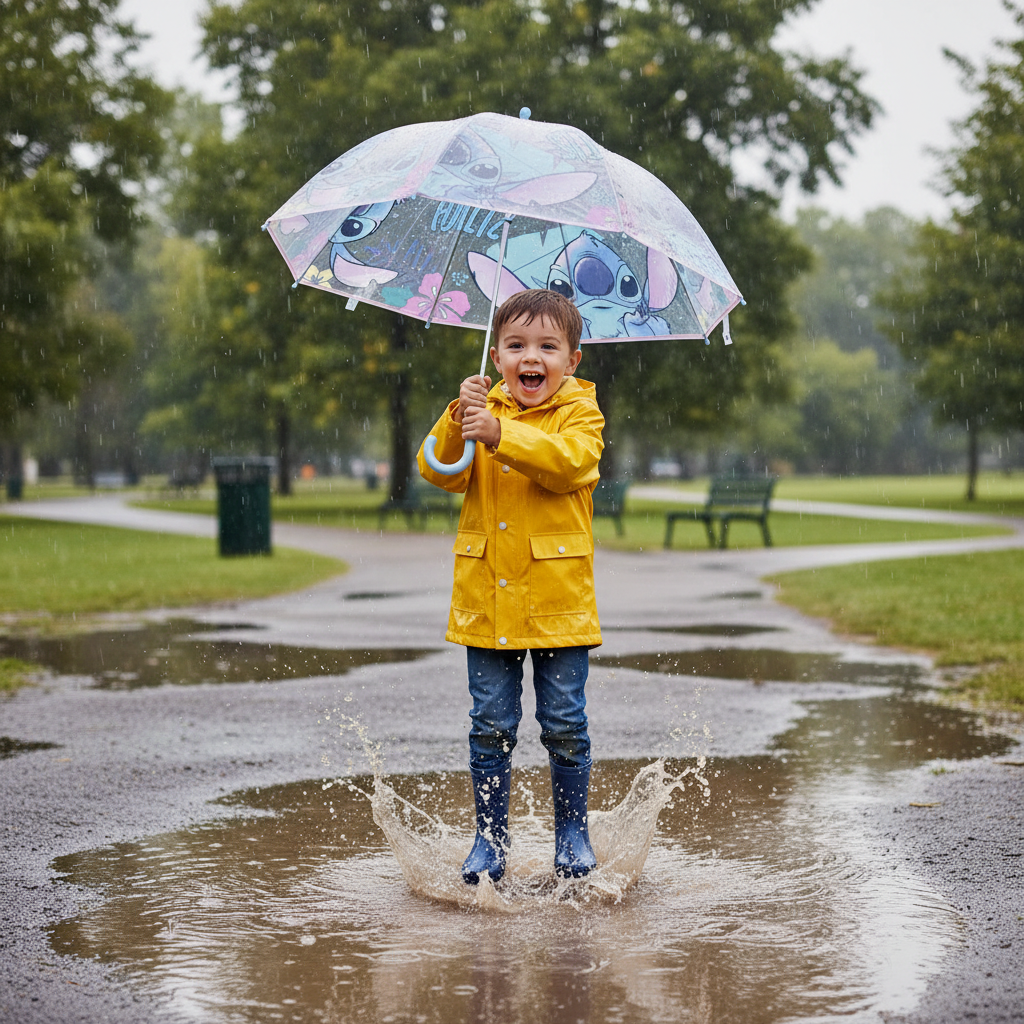 Bambino salta nelle pozzanghere