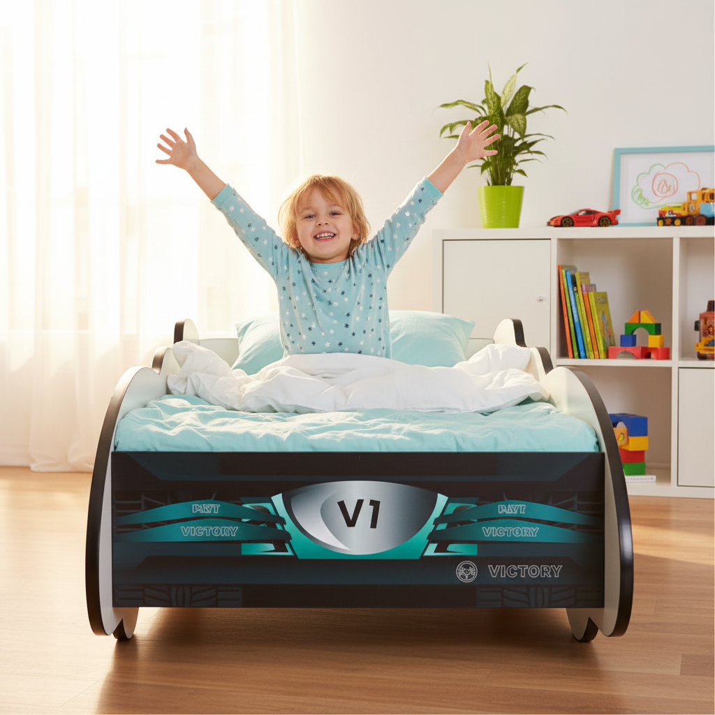 Bambino si sveglia felice