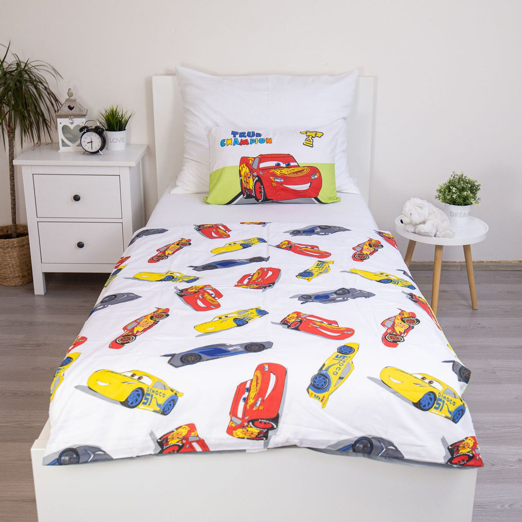 Set Letto Singolo Cars Disney - Copripiumino 100x135cm + Federa 40x60cm - 100% Cotone