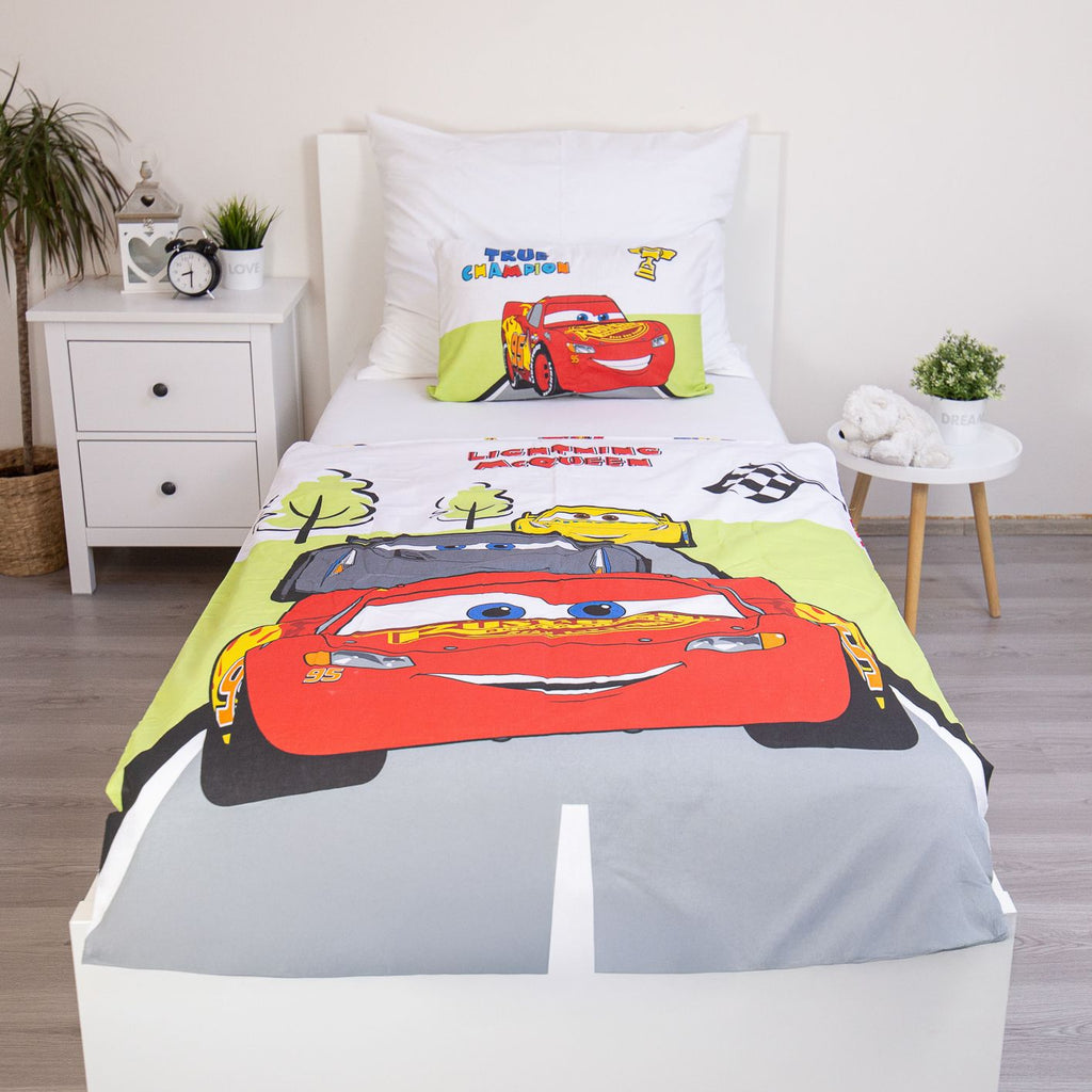 Set Letto Singolo Cars Disney - Copripiumino 100x135cm + Federa 40x60cm - 100% Cotone