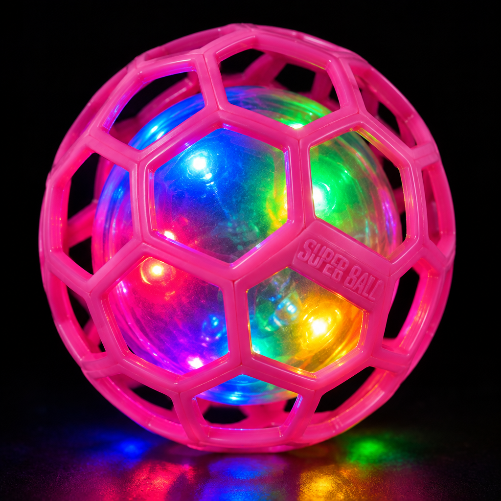 Close-up palla rosa LED su sfondo scuro