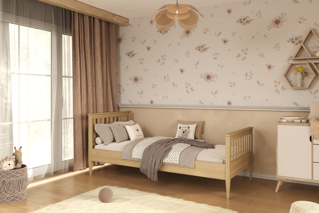 Bed Ignaæ naturalne nielakierowane with a coconut mattress 160x80