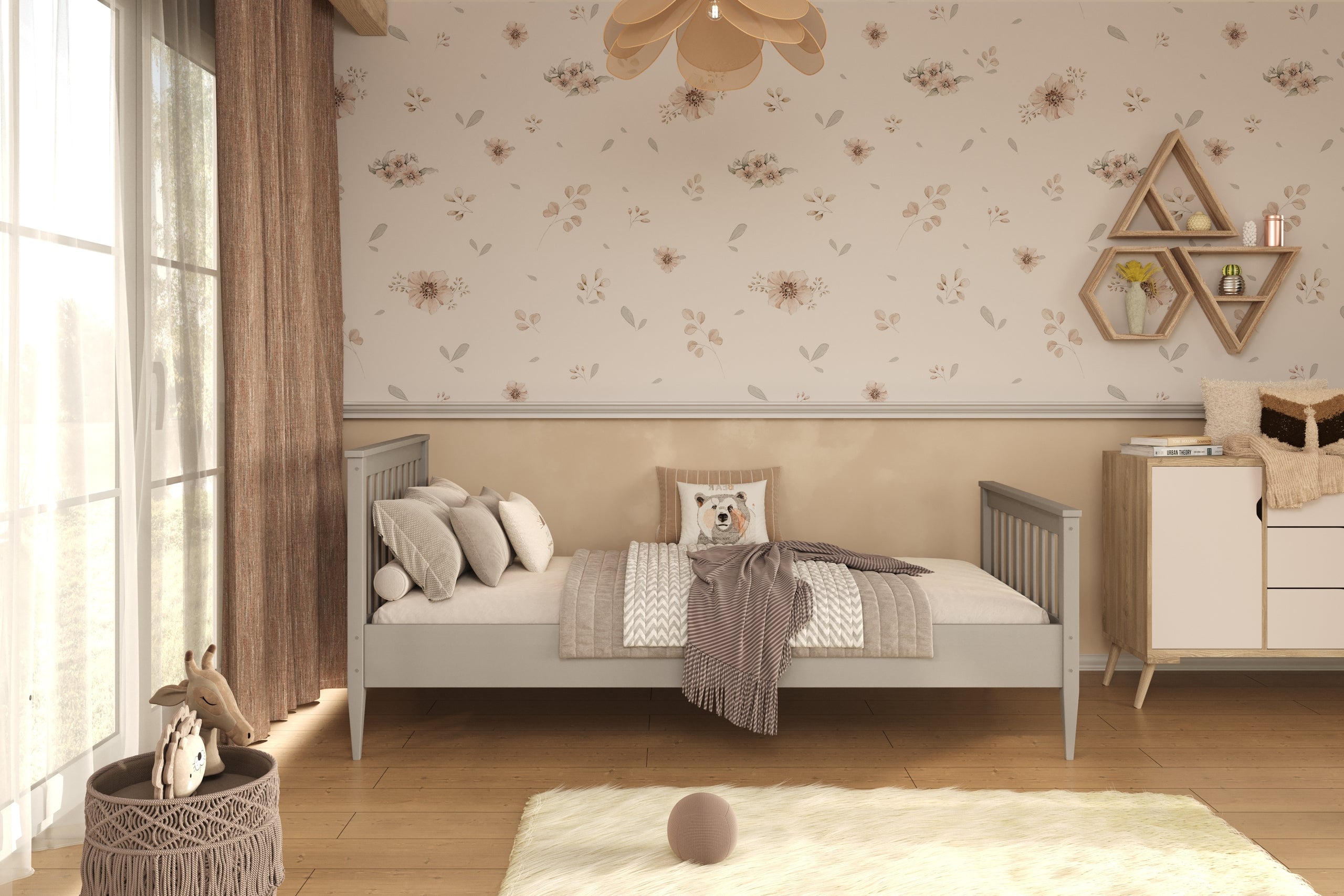 Bed Ignaæ szare with a foam mattress 160x80
