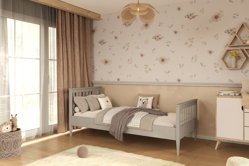 Bed Ignaæ szare with a foam mattress 160x80