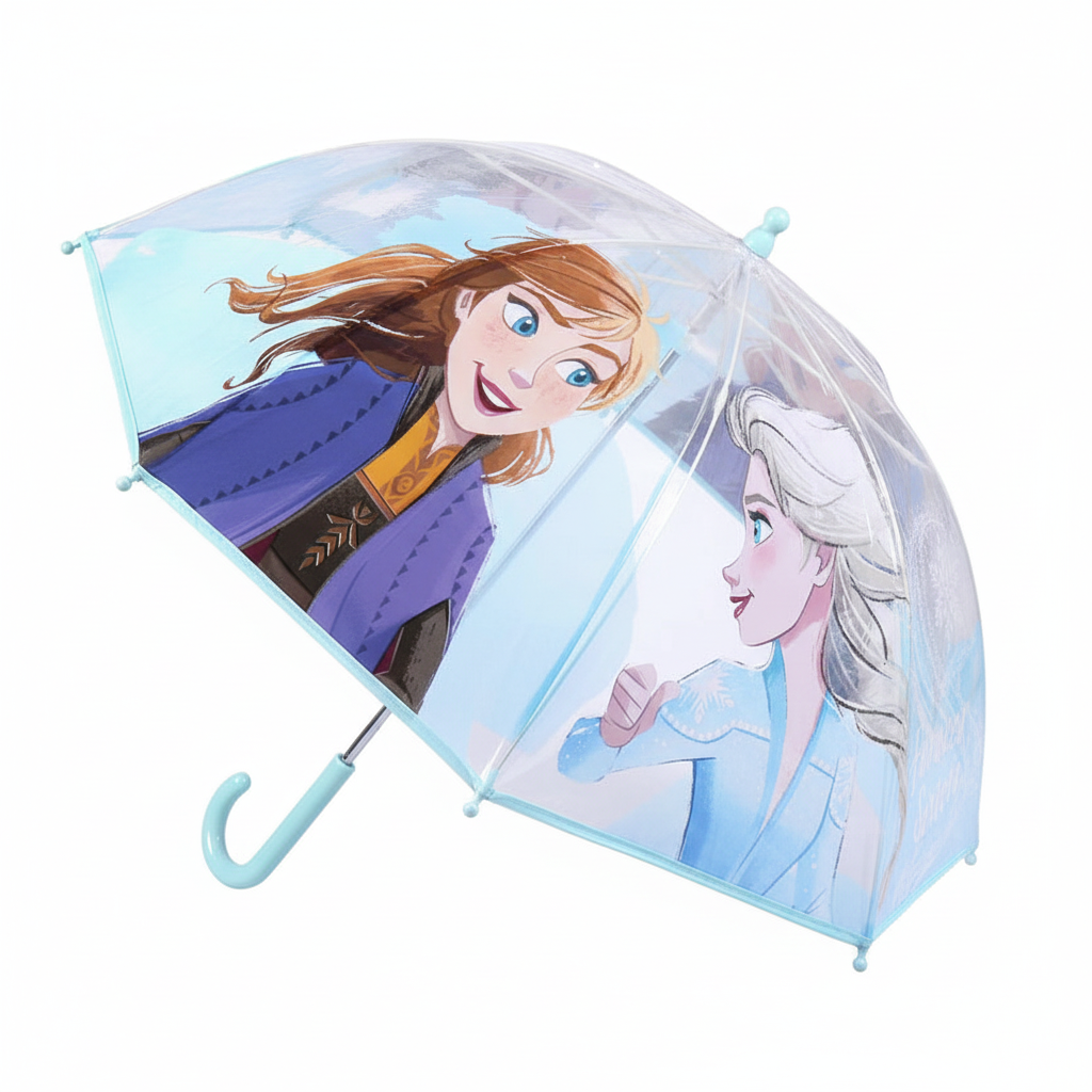 Dettaglio ombrello Frozen con Anna ed Elsa