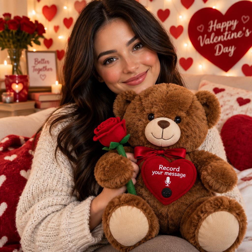 Donna con orso messaggio