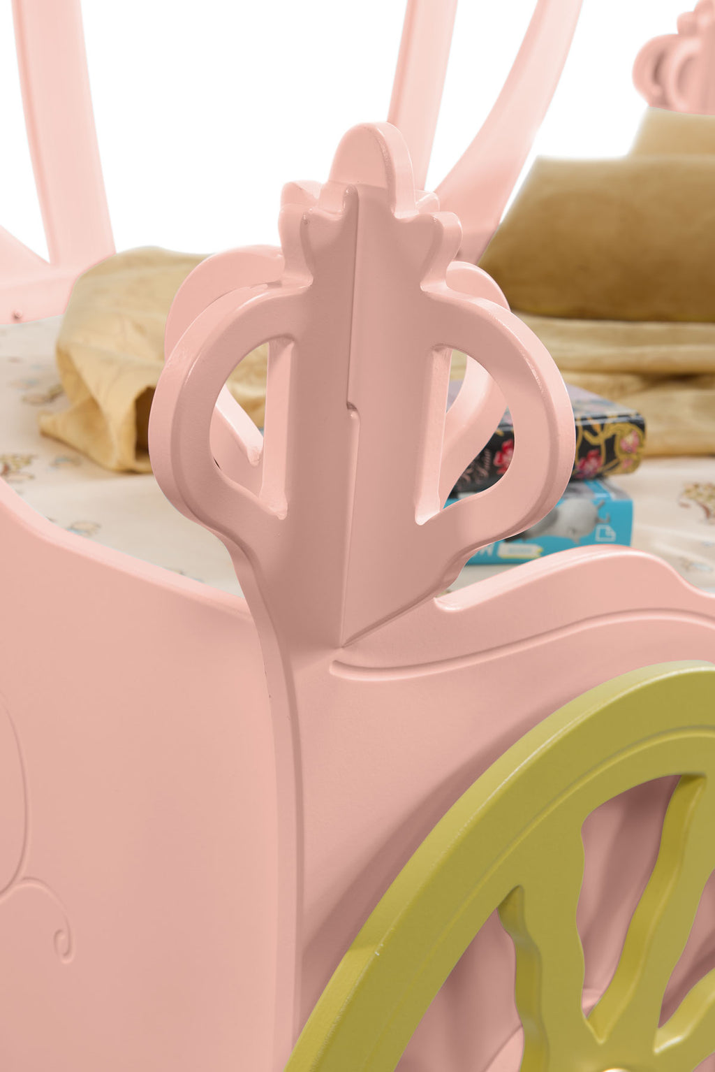 Letto Principesse Disney a Forma di Carrozza con Baldacchino Luminoso - 140x70 cm - PRINCARR