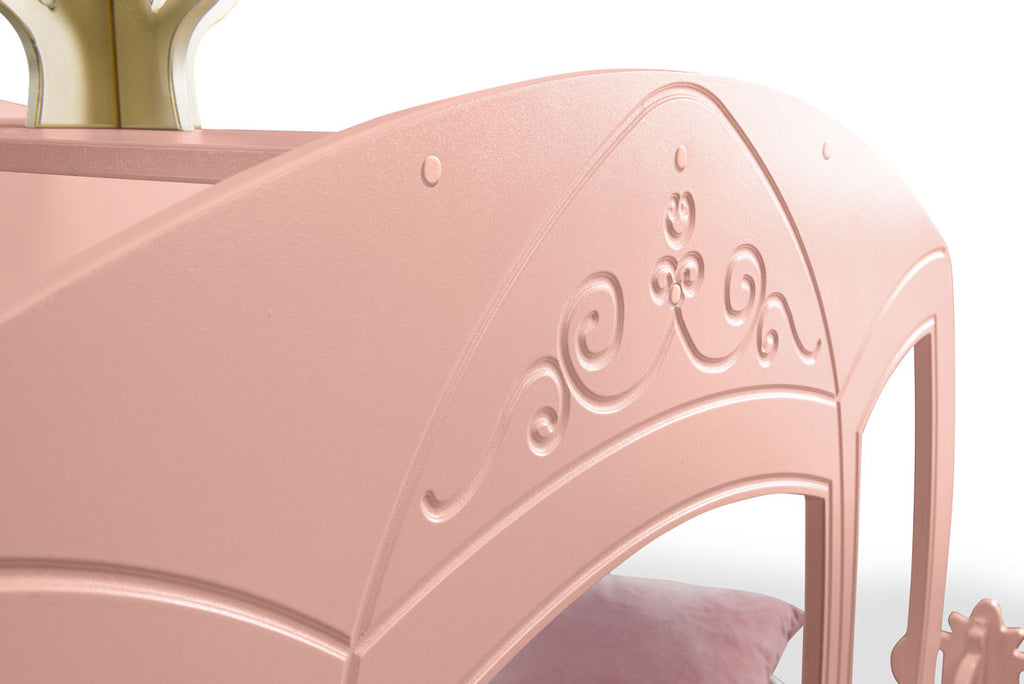 Letto Principesse Disney a Forma di Carrozza con Baldacchino Luminoso - 140x70 cm - PRINCARR
