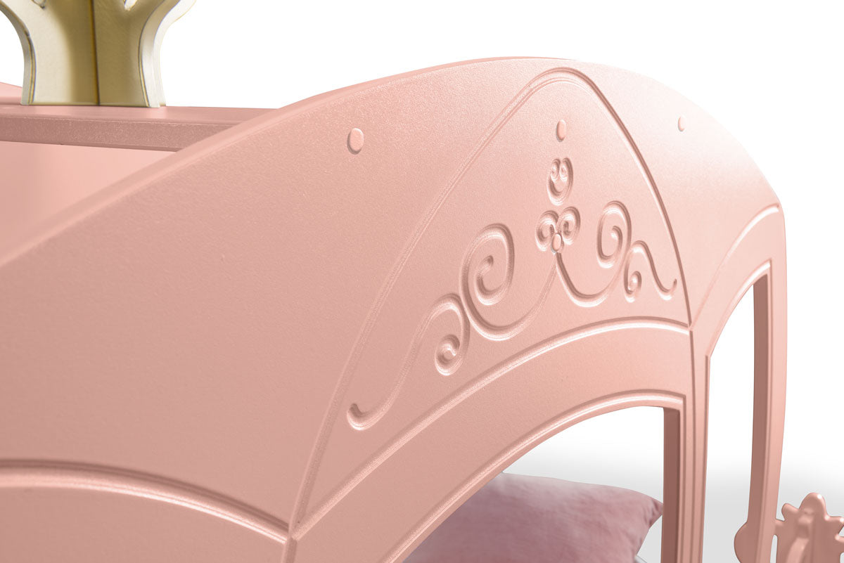 Letto Principesse Disney a Forma di Carrozza con Baldacchino Luminoso - 140x70 cm - PRINCARR