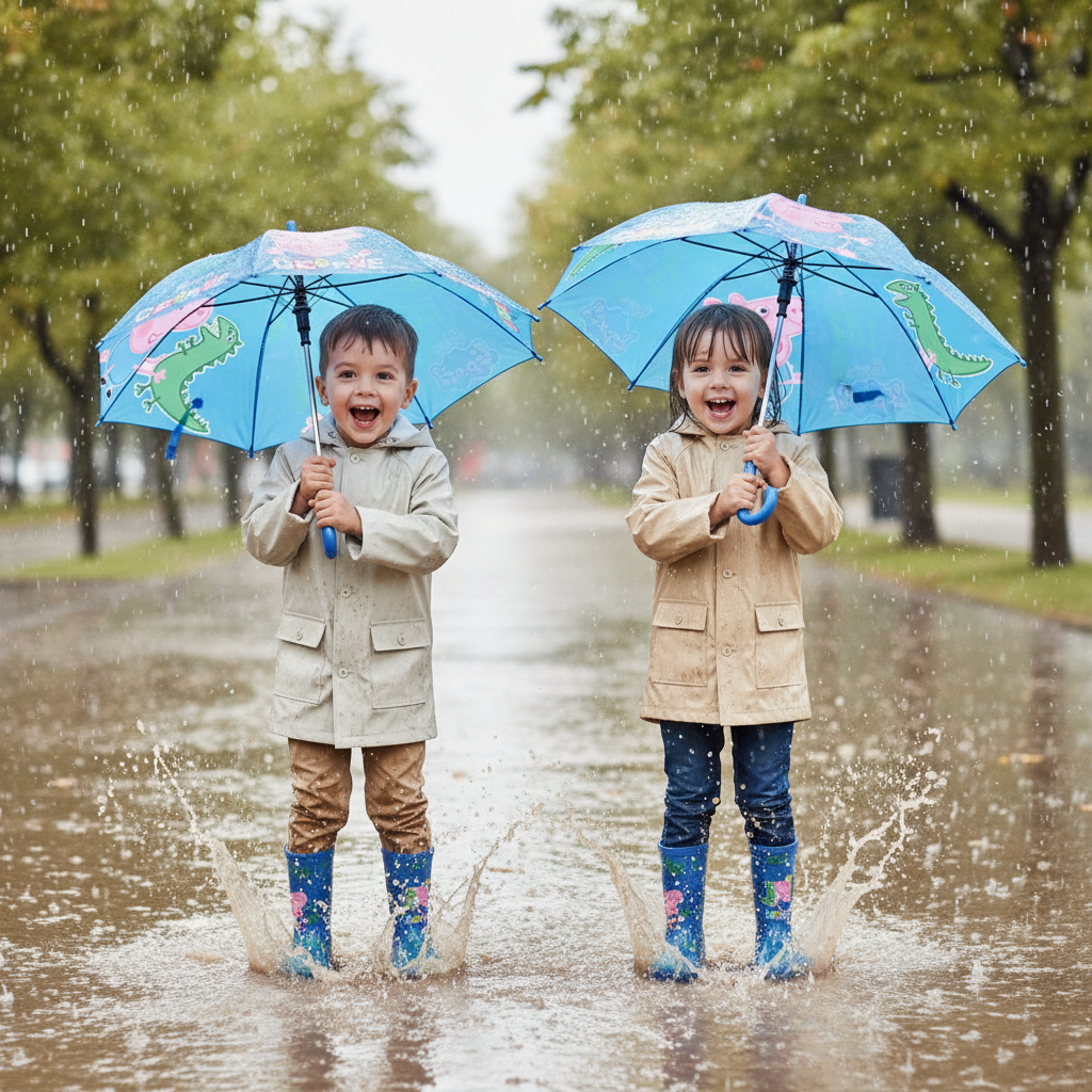 Due bambini giocano con set Peppa Pig