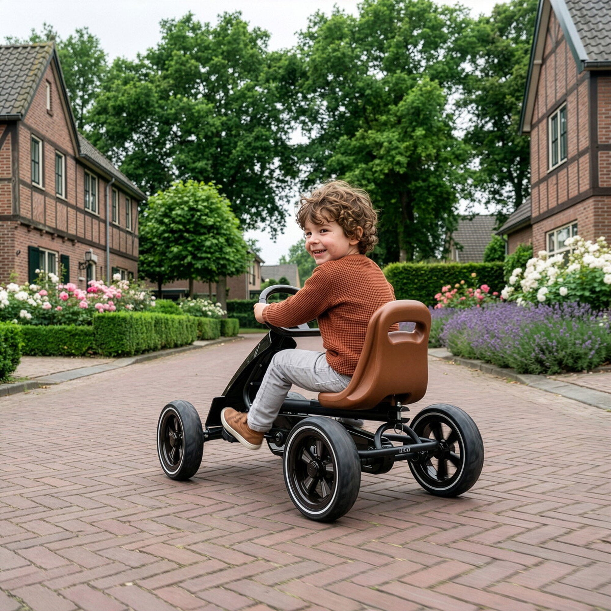 Go-Kart a Pedali Bambini Nero Espresso - Pneumatici EVA, Sedile Regolabile 3 Posizioni | Top2Trade