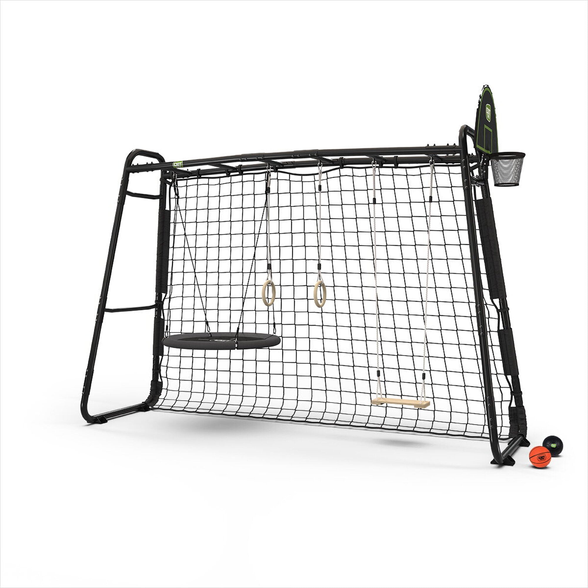 Set Sportivo outdoor Nero - Porta da Calcio, Canestro, Altalena e Anelli | Top2Trade