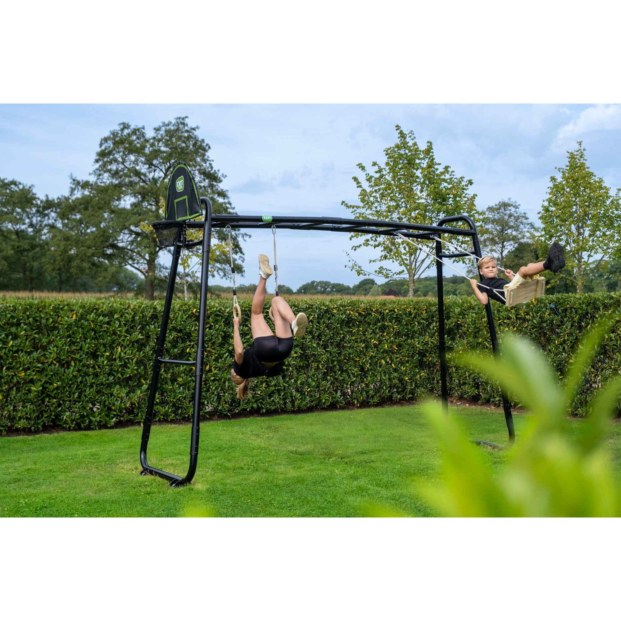Set Sportivo outdoor Nero - Porta da Calcio, Canestro, Altalena e Anelli | Top2Trade