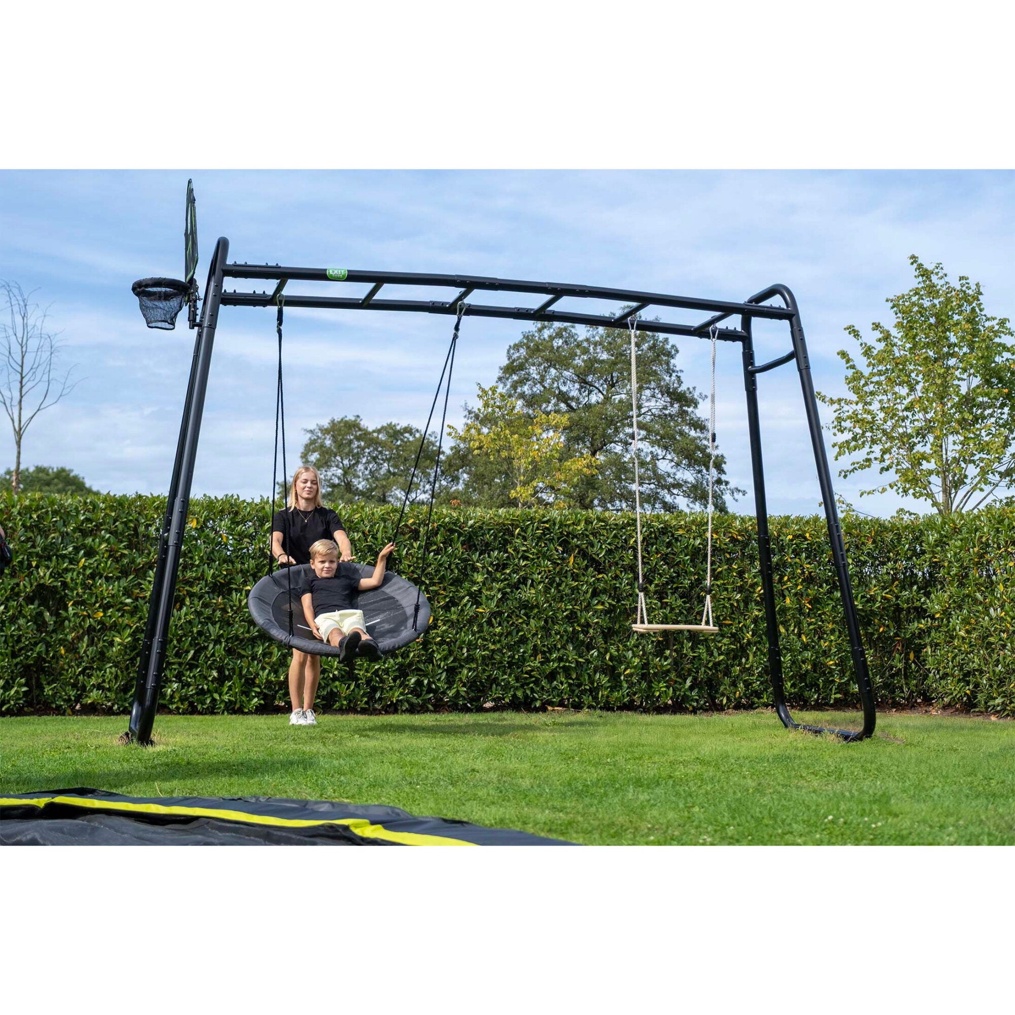 Set Sportivo outdoor Nero - Porta da Calcio, Canestro, Altalena e Anelli | Top2Trade