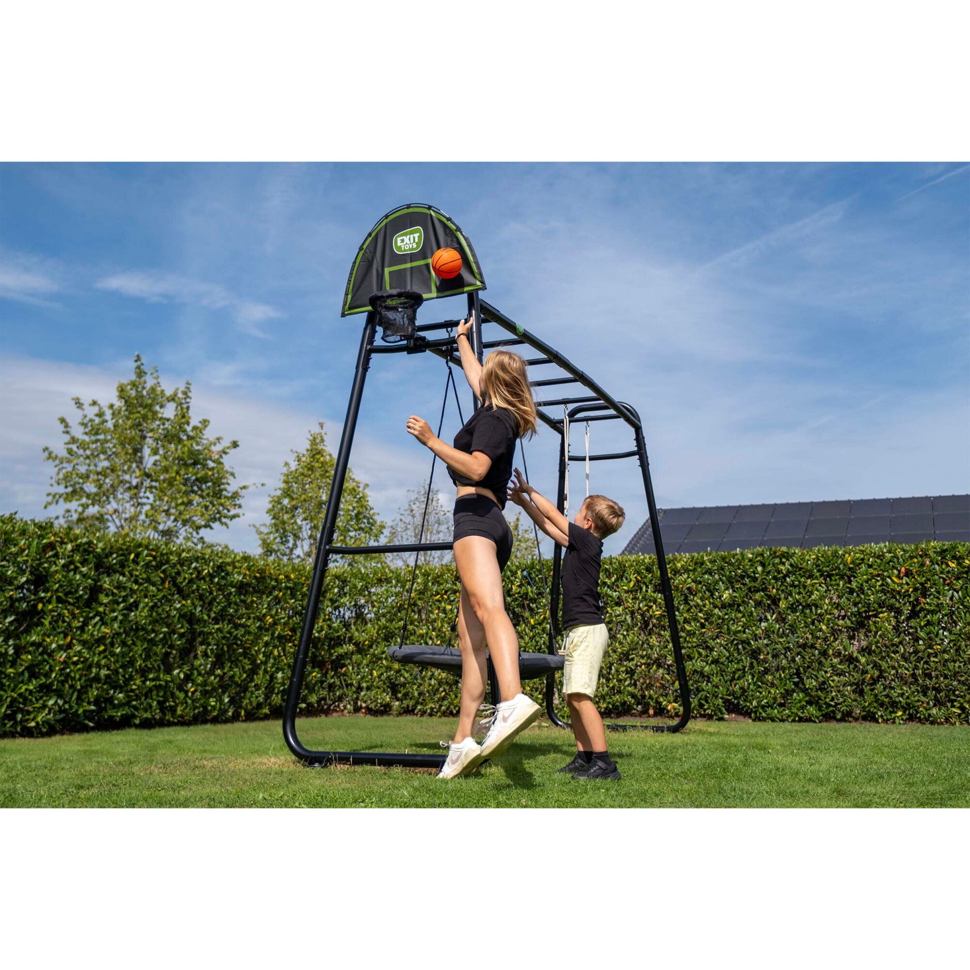Set Sportivo outdoor Nero - Porta da Calcio, Canestro, Altalena e Anelli | Top2Trade