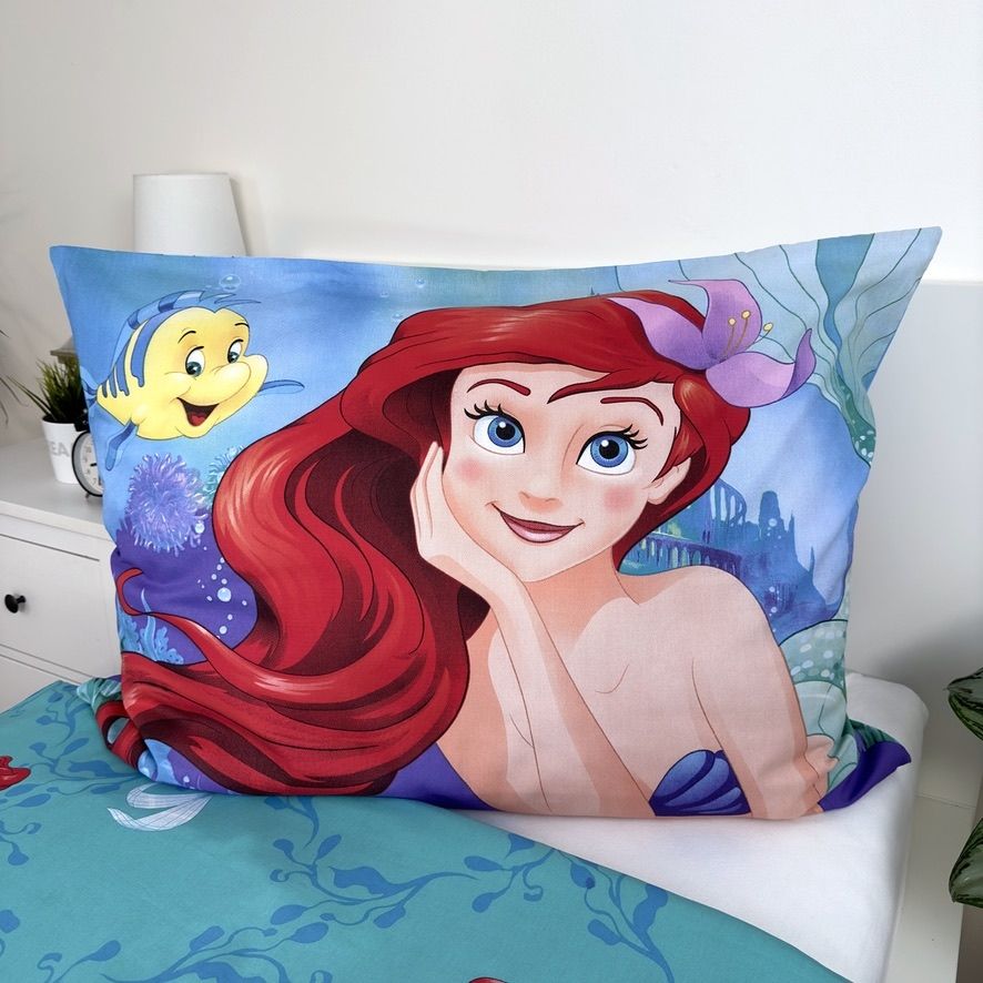 Set Letto Singolo Bambina Disney Ariel La Sirenetta | Copripiumino Reversibile 140x200cm + Federa 65x65cm | 100% Cotone | SIR2680