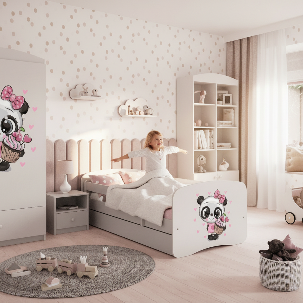Cameretta Completa Bambini BabyDreams Panda in Legno 7 Pezzi con Materasso Omaggio | Letto 160x80 o 180x80cm | Top2Trade | KO500CAMPANDA